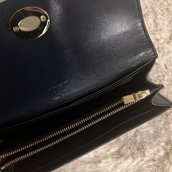 Coach Envelope Long Leather Navy Blue Wallet - Picture 2 of 9